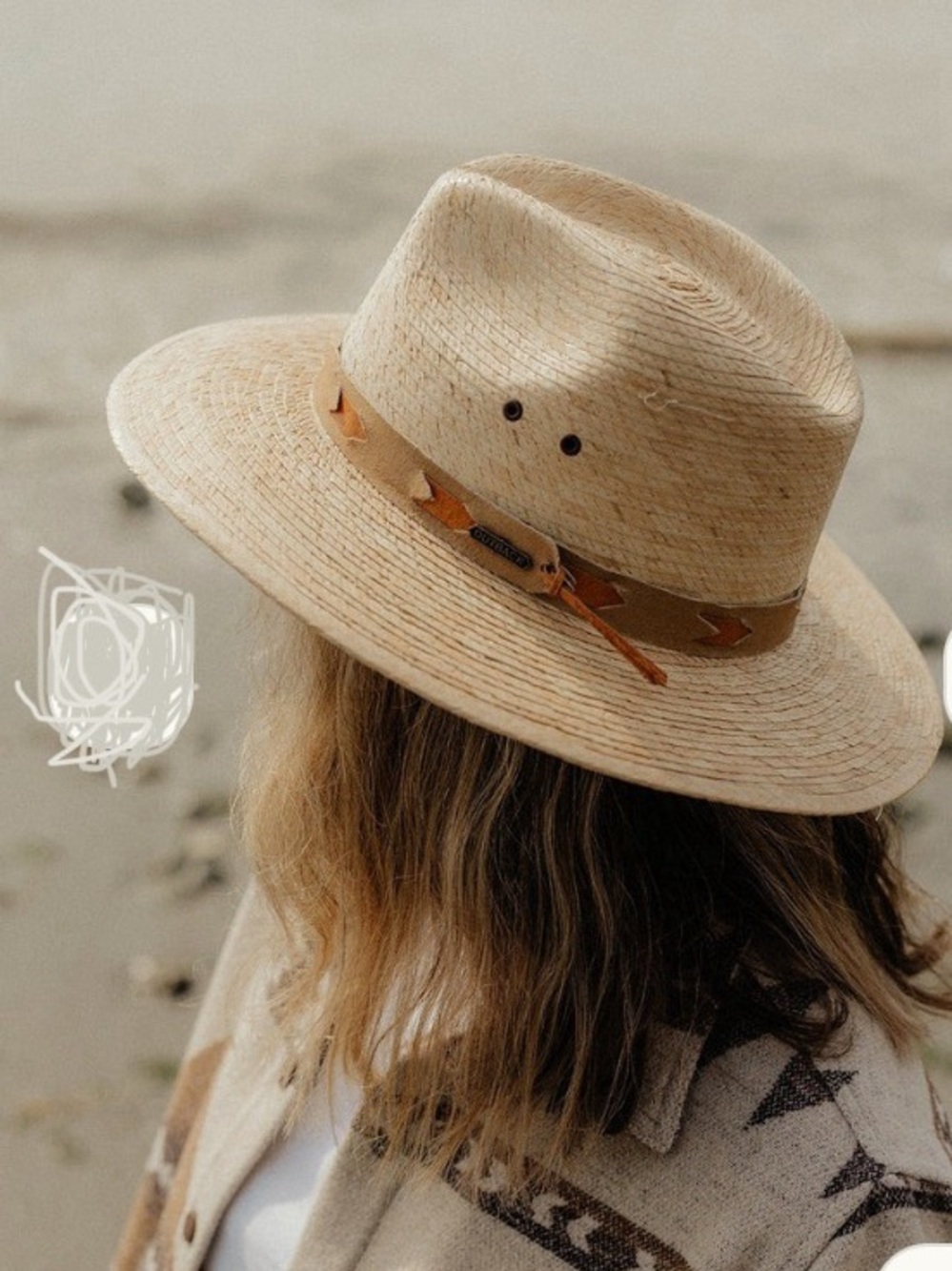 Outback Odessa straw sun hat braided leather band boho coastal western medium